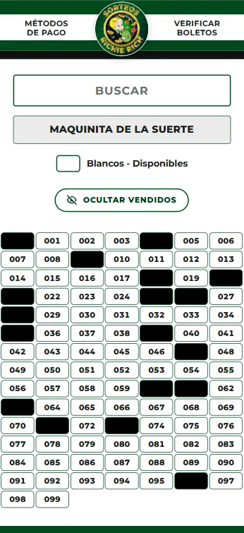 La misma rifa en celular: buscador, máquina de la suerte y boletos disponibles